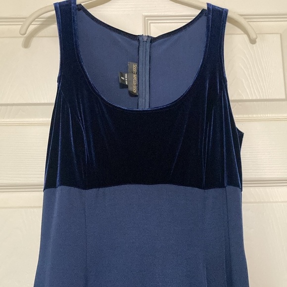 Navy velvet bodice full length dress size 8 - Picture 4 of 8